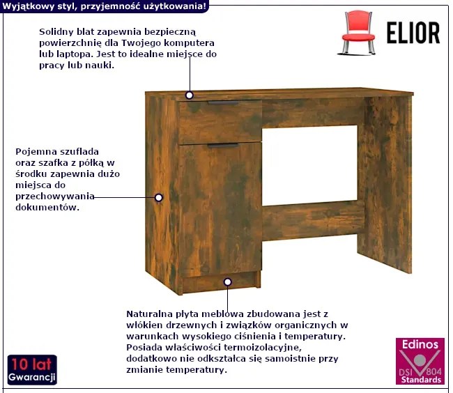 Minimalistyczne biurko w kolorze przydymionego dębu - Reves