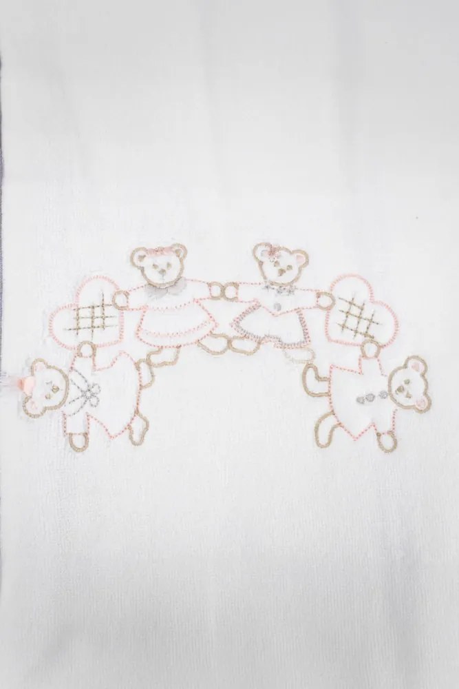 Podarunkowy zestaw ręczników dla dzieci FAMILY, 2 szt Śmietankowy / Różowy haft Zestaw (ręcznik 50x90cm, ręcznik 70x130cm)