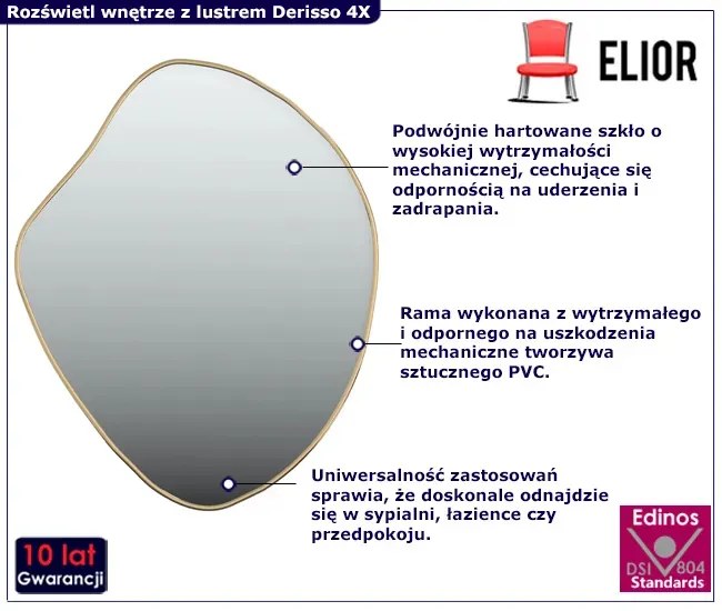 Złote lustro wiszące w stylu glamour 60x50 cm K3-S71