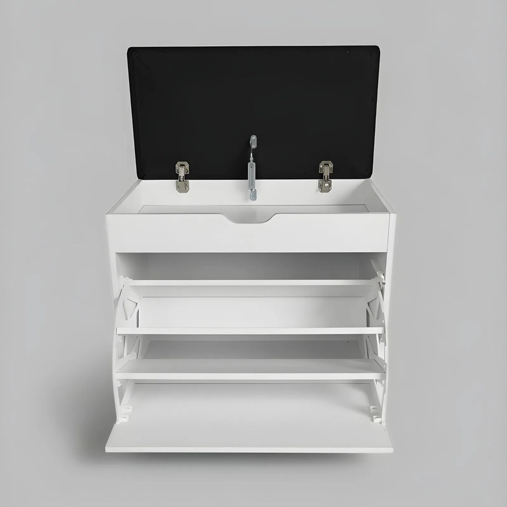 Szafka na buty z siedziskiem i wysuwanymi półkami VAULT, 57 x 30 x 53 cm