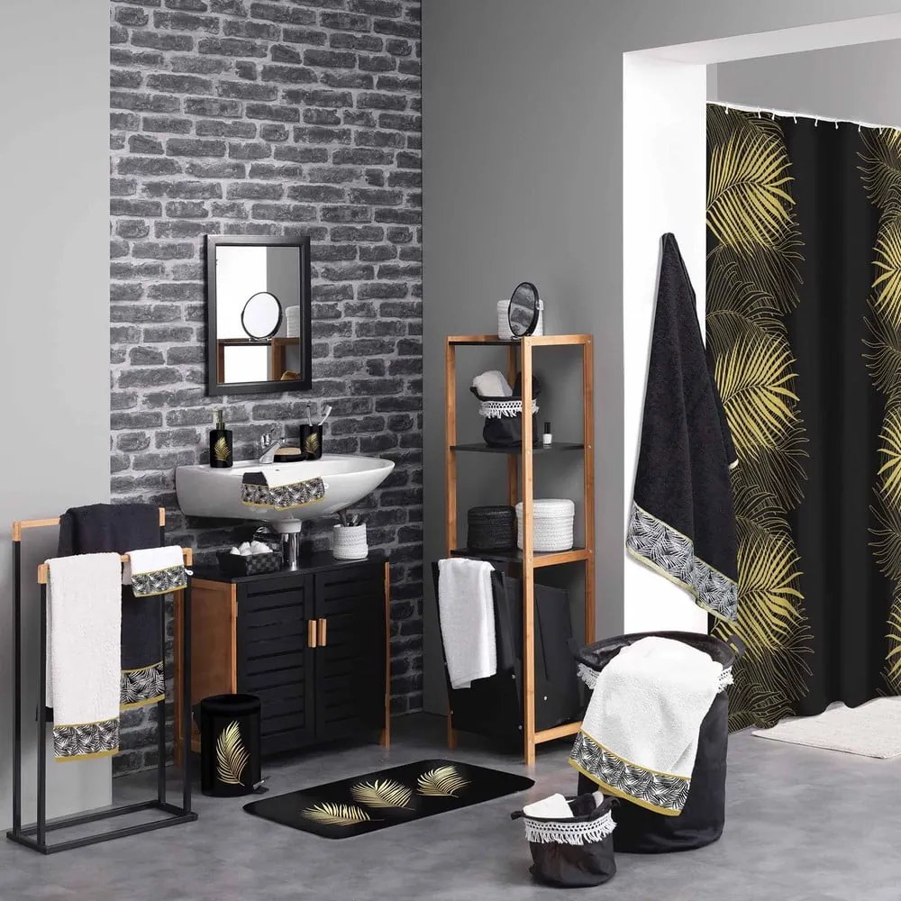 Dywanik łazienkowy do WC w czarno-złotym kolorze 45x45 cm Orbella – douceur d'intérieur