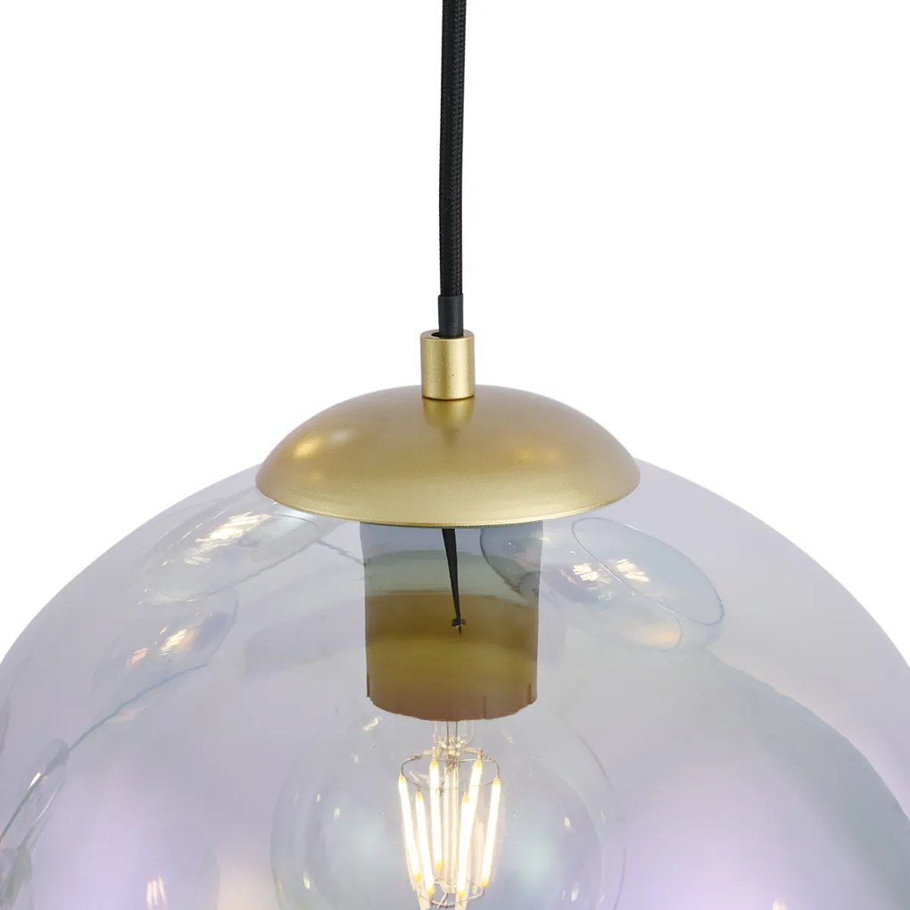 Lampa wisząca w stylu Art Deco złota z tęczowym szkłem 8-źródłowa - Sandra Oswietlenie wewnetrzne