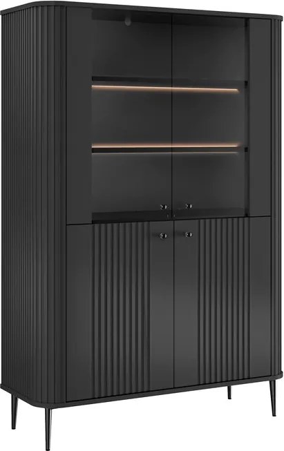 Witryna Vesper 103 cm czterodrzwiowa - czarny / czarne nogi