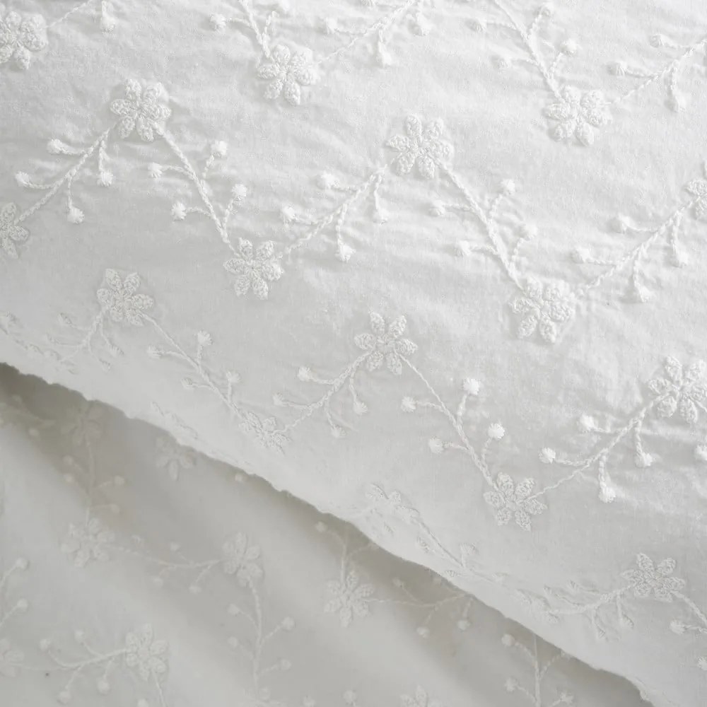Biała bawełniana pościel jednoosobowa 135x200 cm French Knot Jacquard – Bianca
