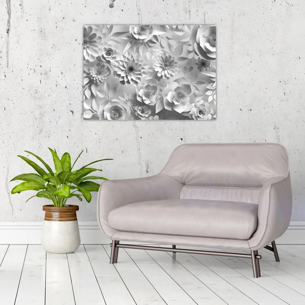 Obraz na szkle - Białe kwiaty (70x50 cm)