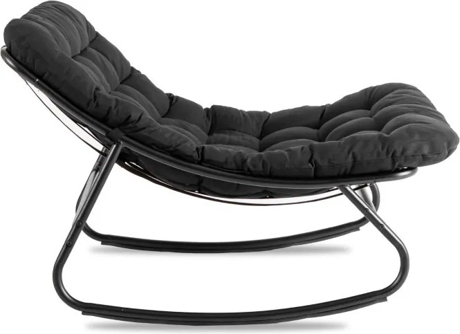 Fotel Bujany Wypoczynkowy AURORA na Płozach Czarny Nowoczesny