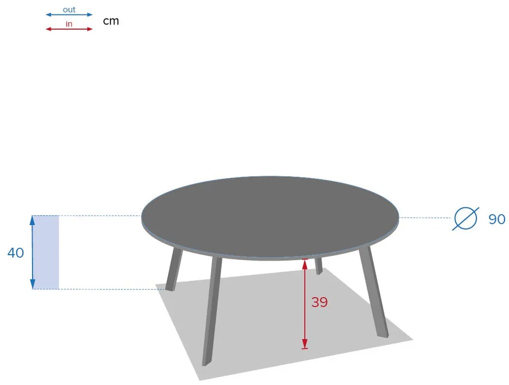 Stolik ogrodowy metalowy SAONA, Ø 90 cm