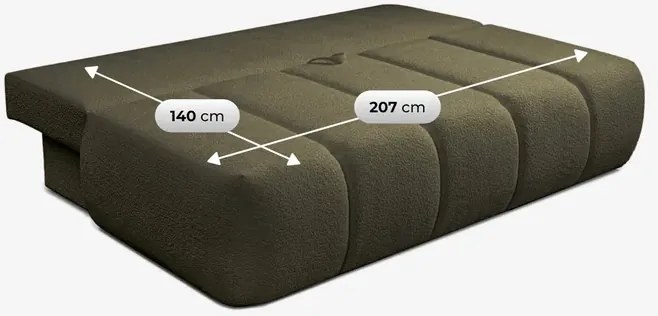 Sofa z Funkcją Spania SARIA Oliwkowa Boucle Nowoczesna