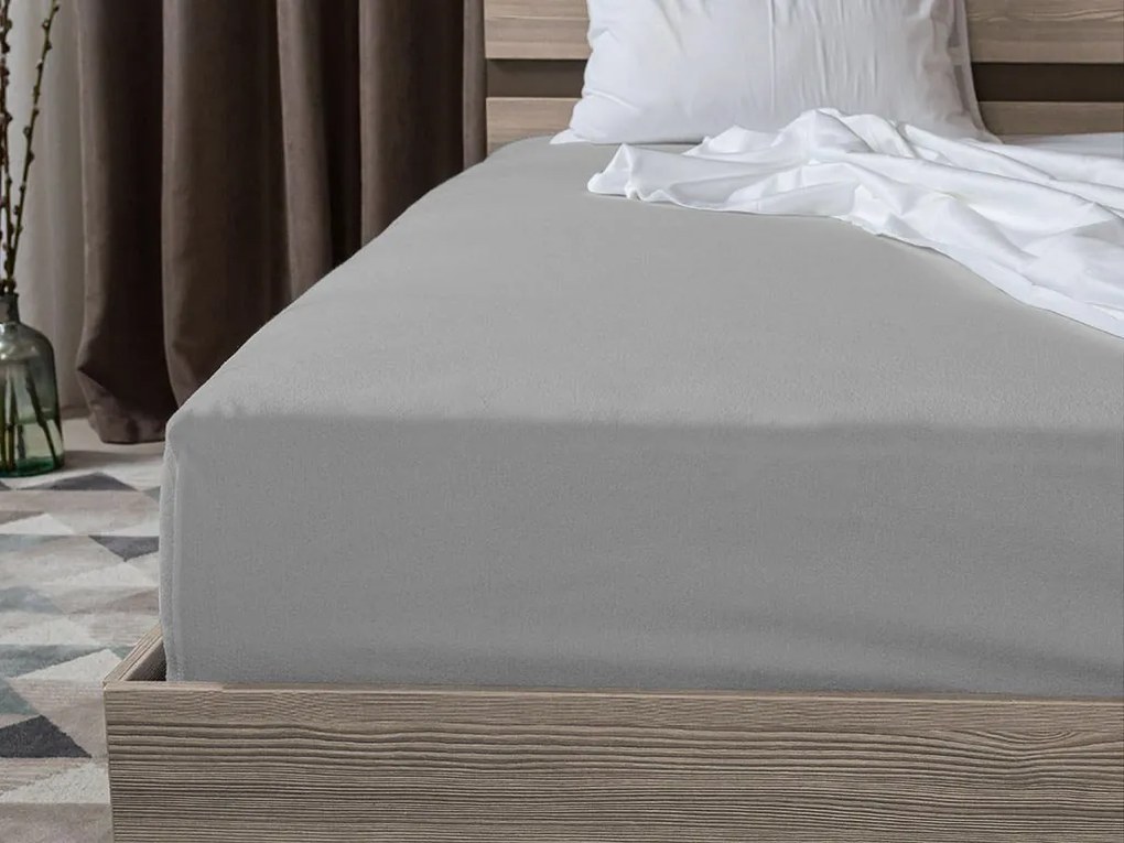 PrzytulneMieszkanie.pl Prześcieradło jersey BASIC jasnoszare 90 x 200 cm