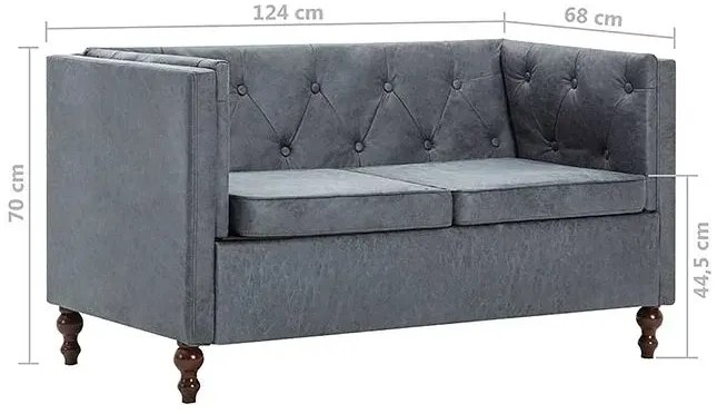 2-osobowa Sofa James 2Q w stylu Chesterfield - szara