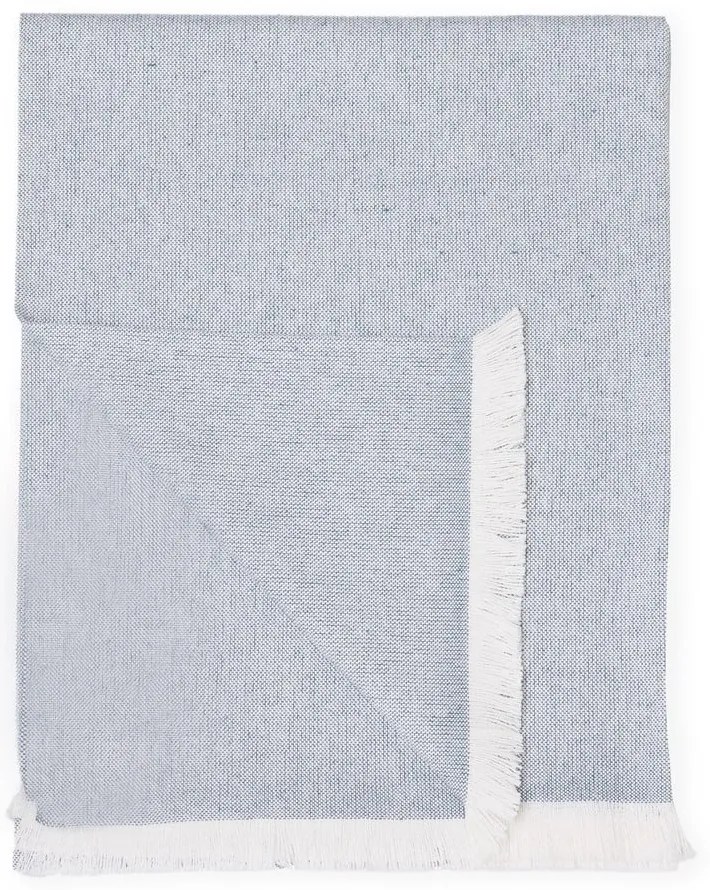 Niebieski pled z domieszką bawełny Euromant Summer Linen, 140x180 cm