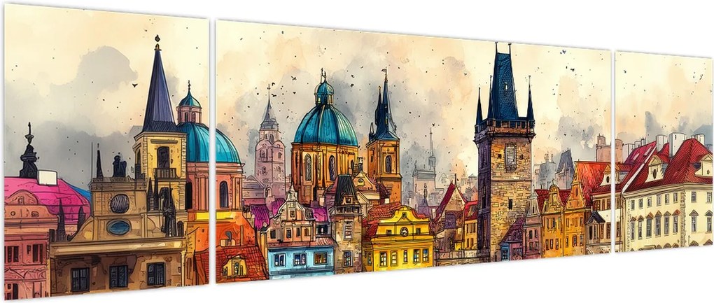 Obraz - Jesień w malowanym mieście (170x50 cm)