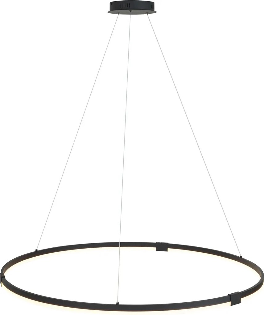 Designerska lampa wisząca czarna 120 cm z LED z 3-stopniową regulacją ściemniania - Anello