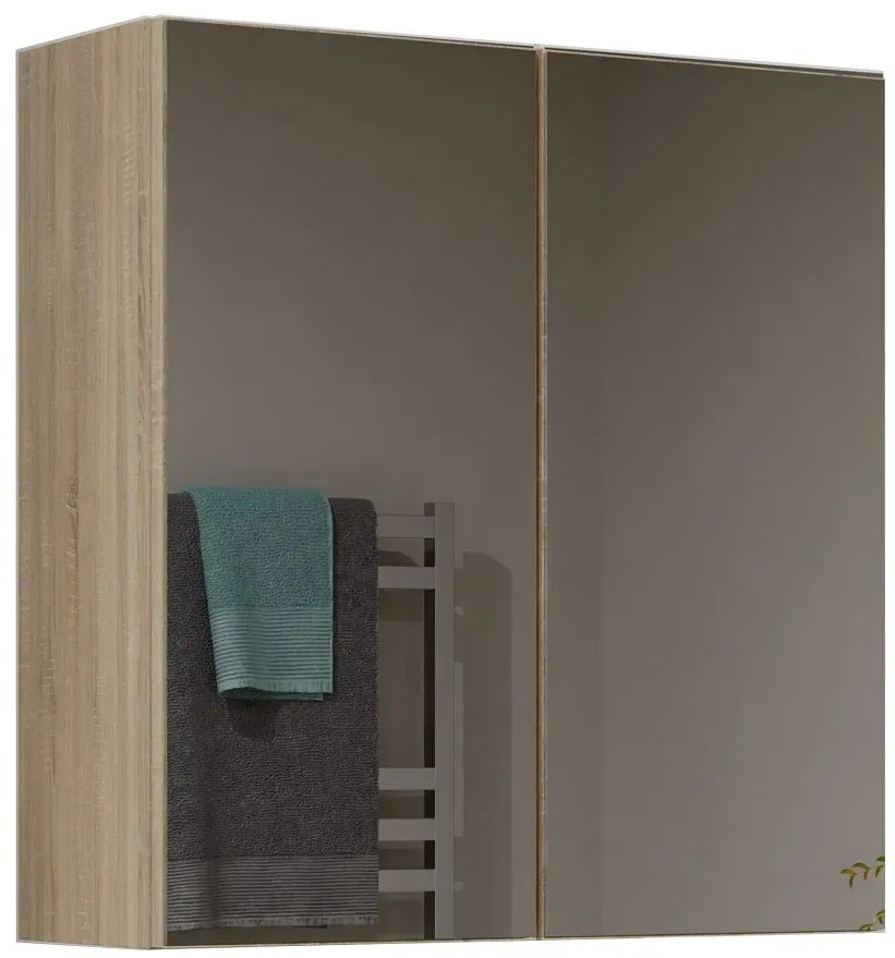 Dwudrzwiowa szafka nad umywalkę z lustrem dąb sonoma N7-Z95