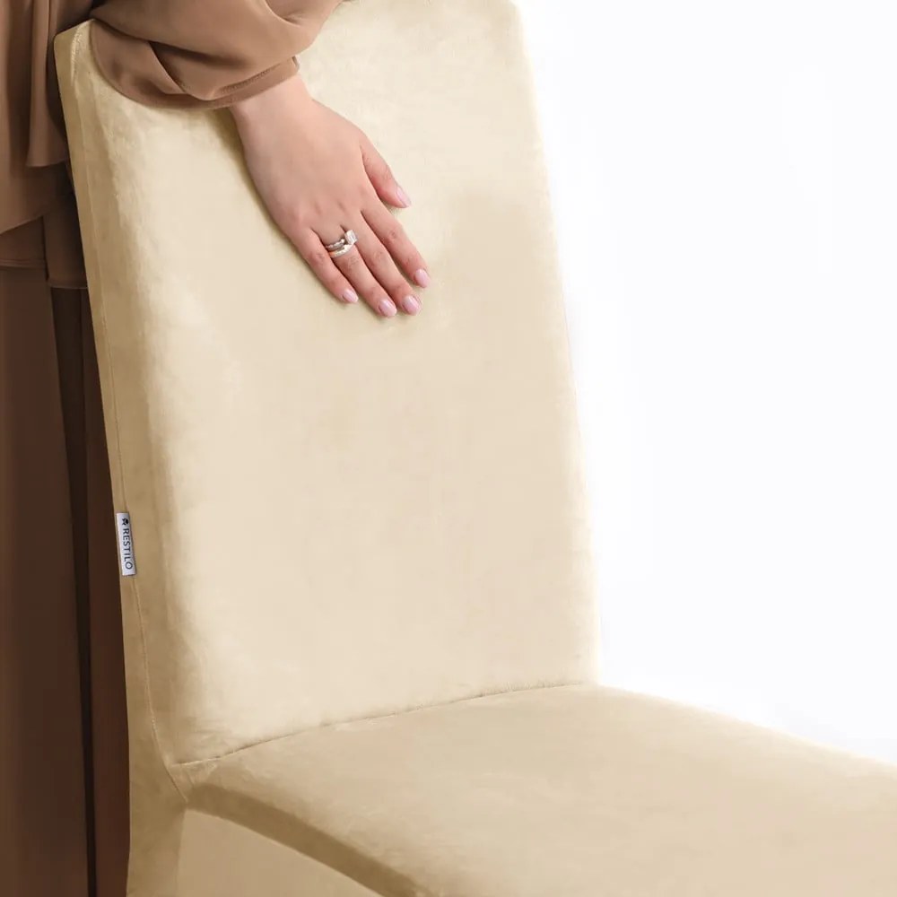Beżowy elastyczny pokrowiec na krzesło 48 cm Sento – Restilo