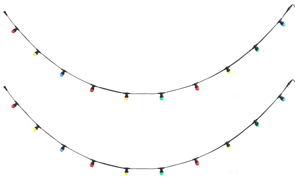 Zewnetrzna Łączone czarne oświetlenie girlandowe z wtyczką 10m z 20 żarówkami E27 IP44 - Lubber Nowoczesny Oswietlenie zewnetrzne