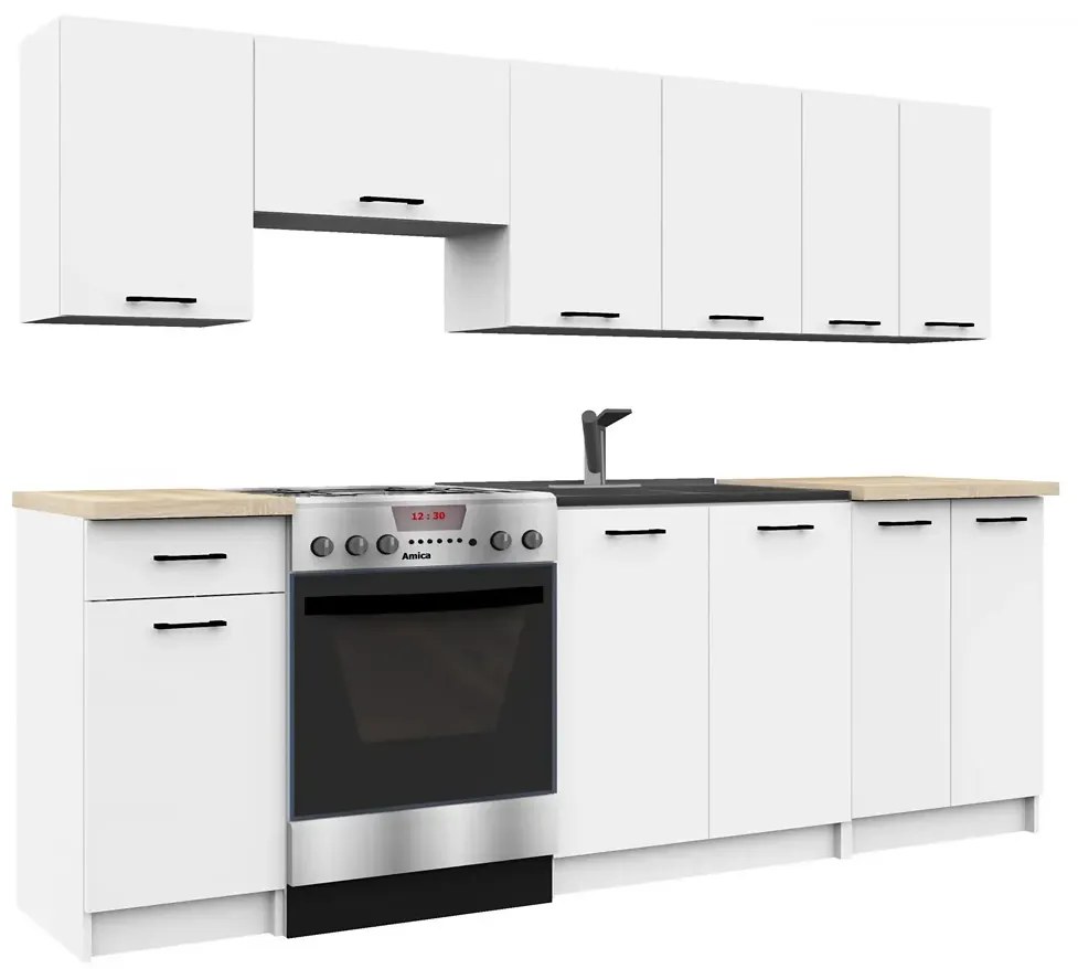 Zestaw Białych Mebli Kuchennych 240 Cm R8-M25