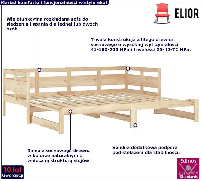 Łóżko rozsuwane z naturalnej sosny 2x(80x200) cm - Givefi 3X