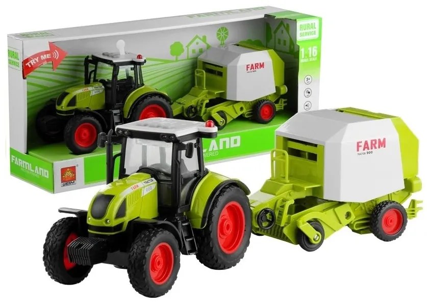 Traktor z prasą rolującą do belowania gra 37,5 cm