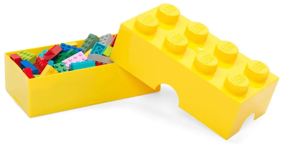 Żółty plastikowy pojemnik dziecięcy 20x10x7 cm – LEGO®