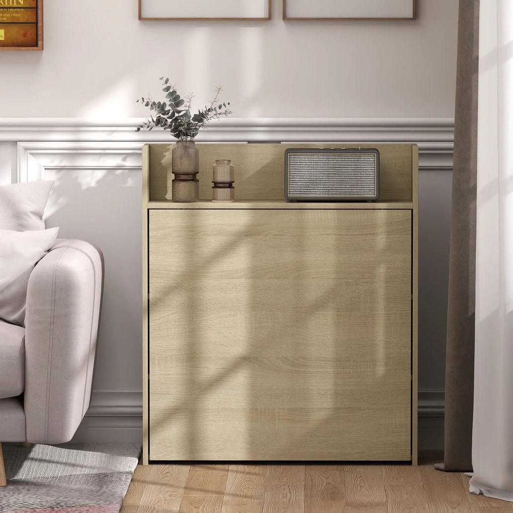 HOMCOM Stół składany z półką, design industrialny, oszczędzający miejsce, do małych pomieszczeń, 78,5 x 91 x 93 cm, dąb