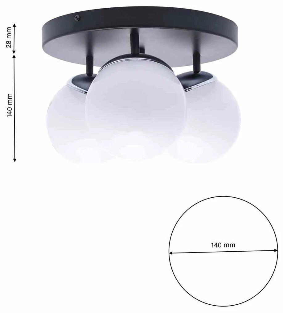 Lampa sufitowa SFERA BLACK/CHROME 3xE14 na kole