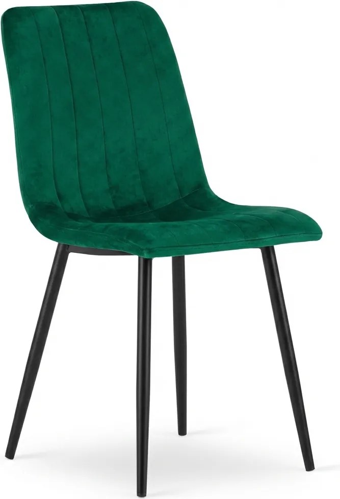 Ciemnozielone aksamitne krzesło LAVA BOTTLE GREEN z czarnymi nogami
