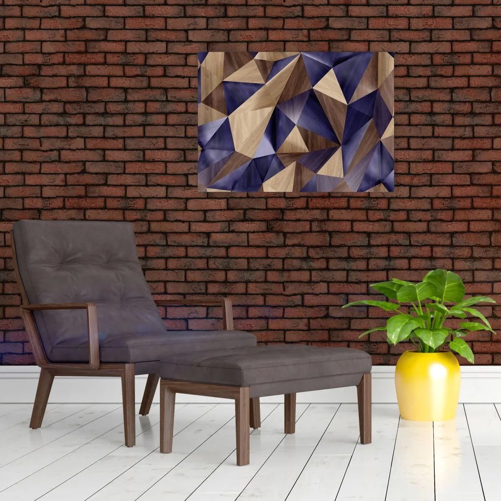 Obraz na szkle - 3D drewniane trójkąty (70x50 cm)