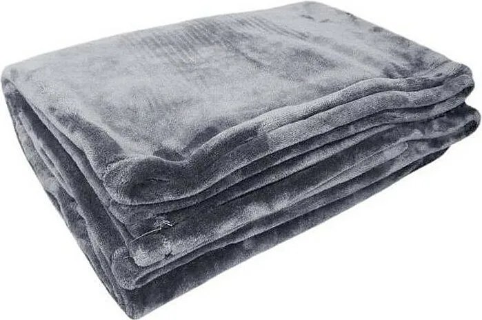 Szary koc mikropolarowy 220x240 cm z poliestru mikrofibry