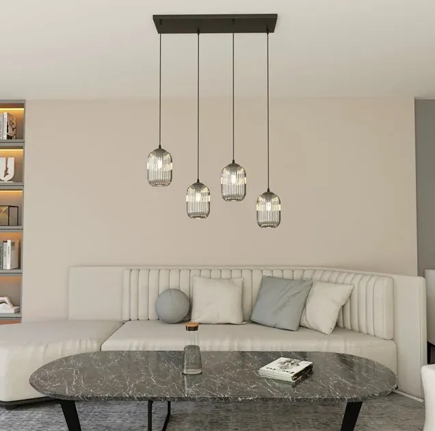 Industrialna lampa wisząca z grafitowymi kloszami D164 Z0-M53