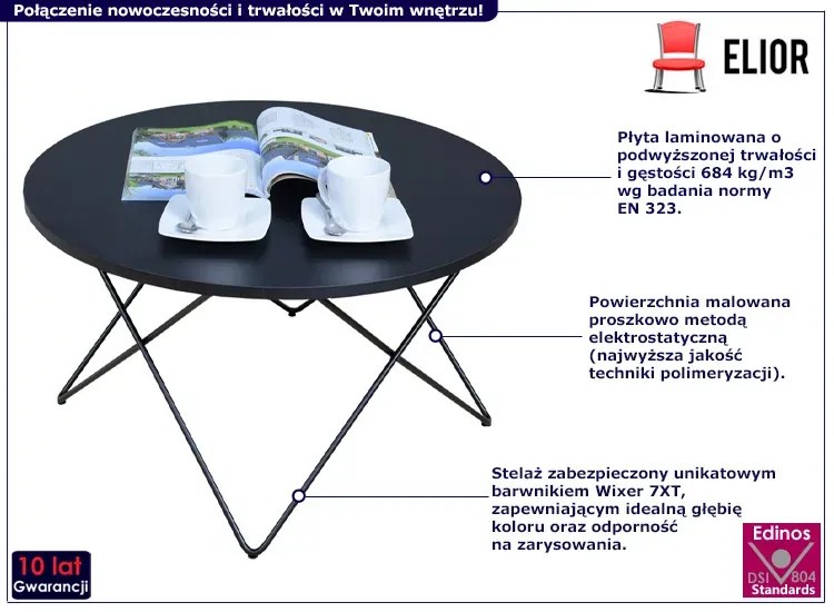 Czarny okrągły stolik kawowy - Noemi 4X