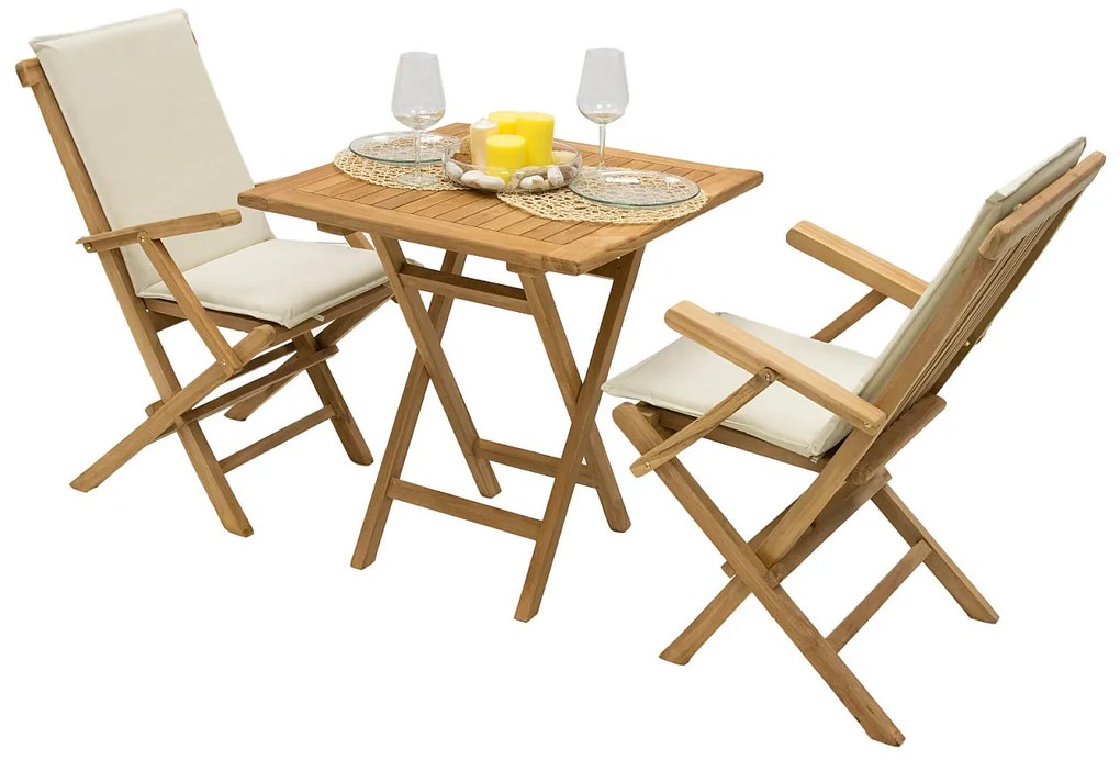 Zestaw ogrodowy z drewna tekowego IVORY BALKON II. 1 + 2 (poduszki GRATIS)