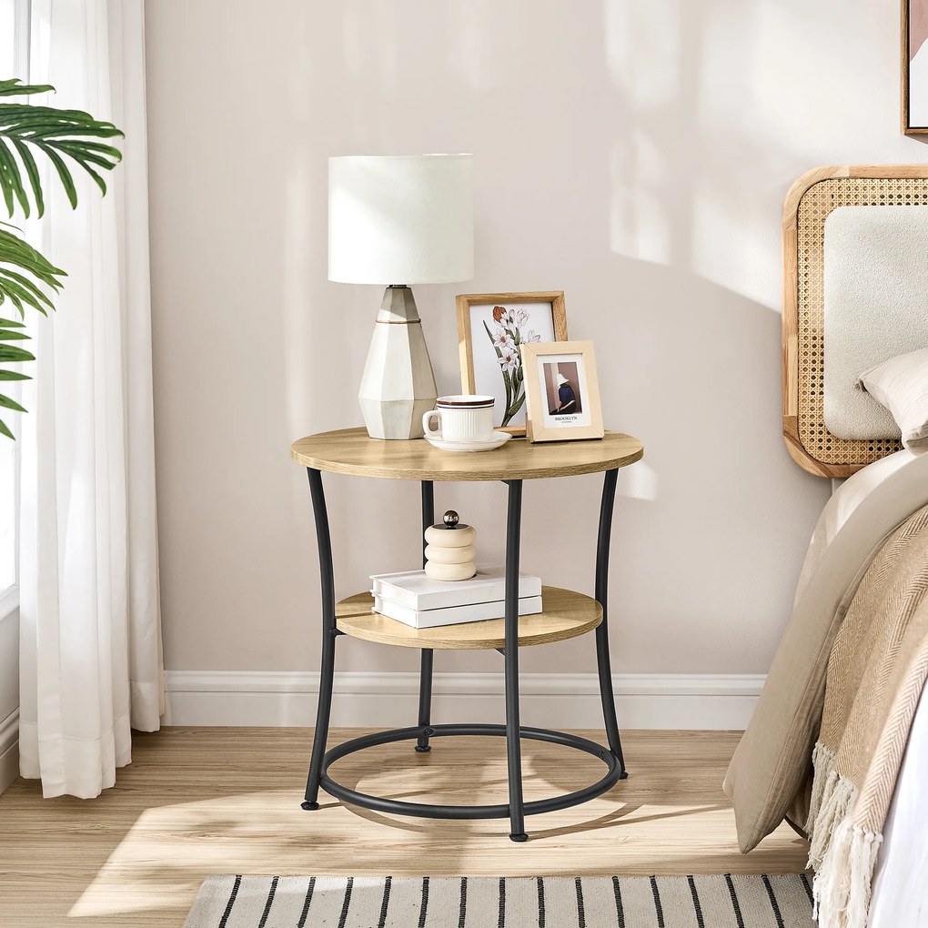 Stolik kawowy okrągły z półką - artisan - LET056B88