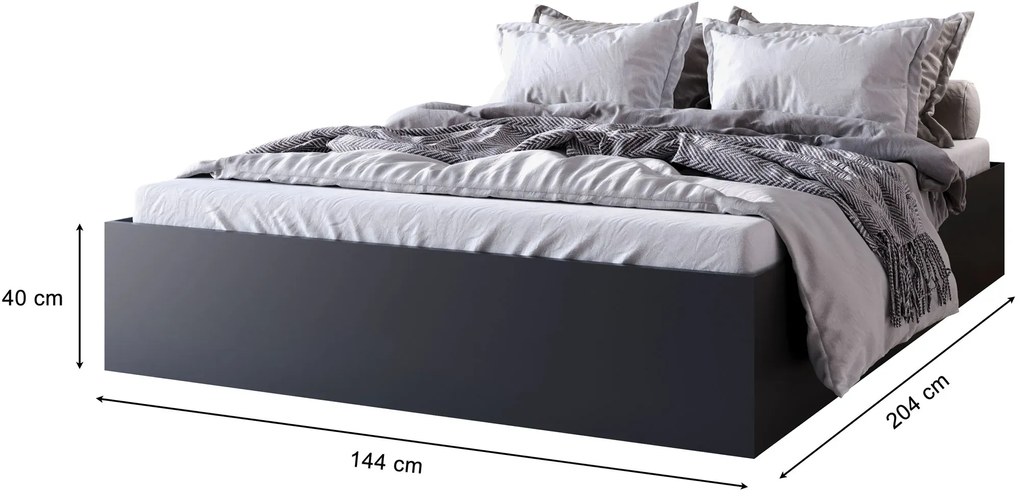Czarne łóżko minimalistyczne 140x200 K4-M81