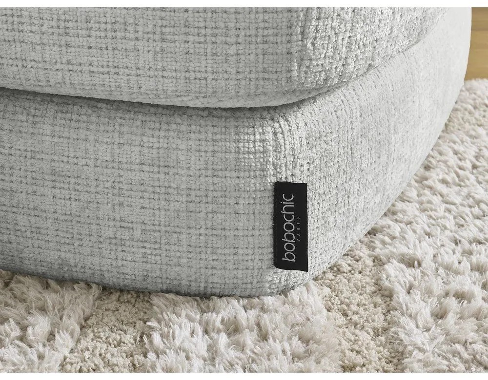 Jasnoszary podnóżek z tkaniny szenilowej Leonore – Bobochic Paris