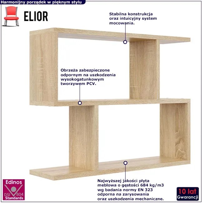 Minimalistyczna Półka Ścienna Dąb Sonoma Fivo 4X