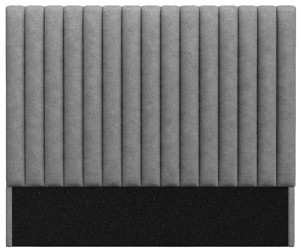 Zagłówek z pionowymi przeszyciami SARAH - 160cm - Tkanina - Kolor szary