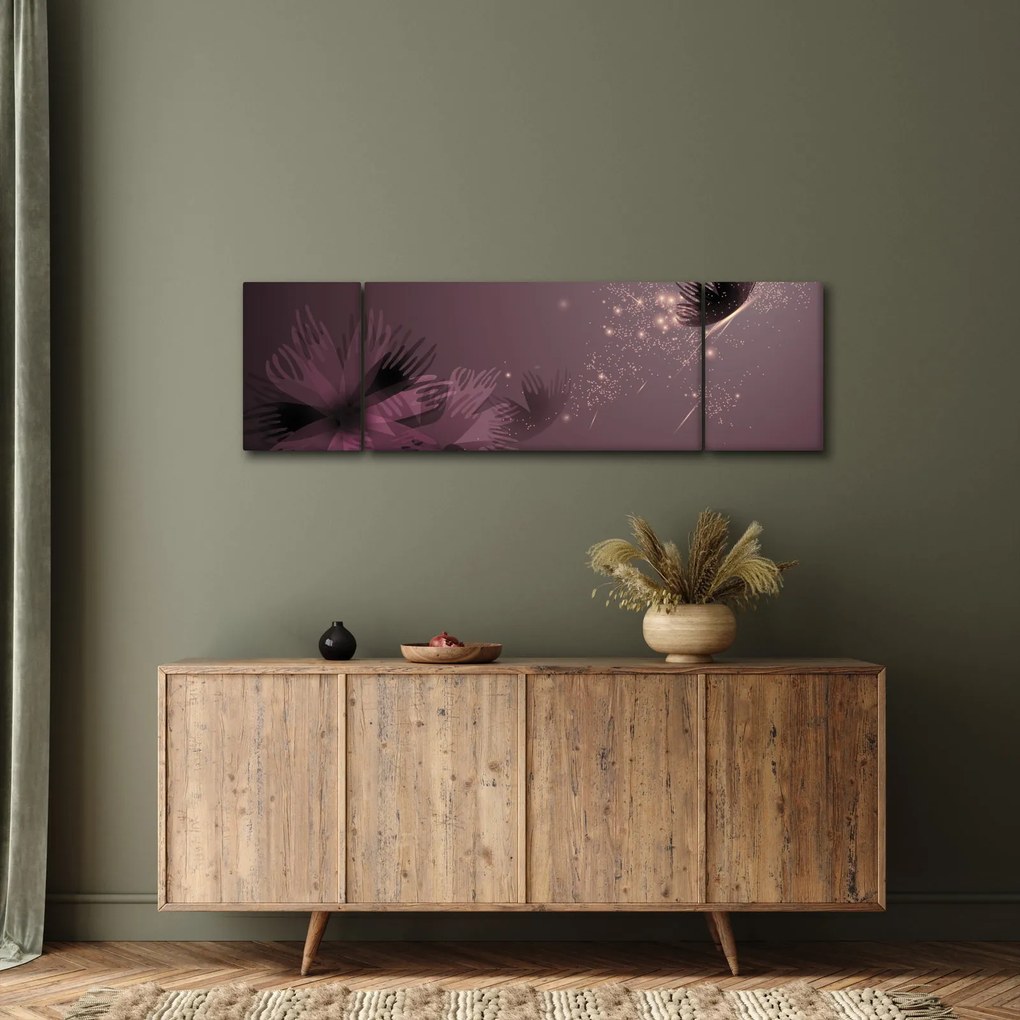 Obraz kwiatu z motylem (170x50 cm)