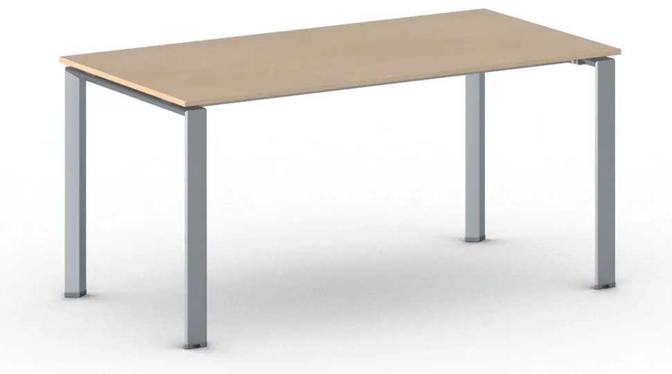 Stół konferencyjny do biura PRIMO INFINITY, 160x80 cm, szaro-srebrna podstawa, buk