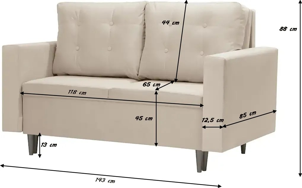 Sofa rozkładana 2os z funkcją spania GUEST Żółty