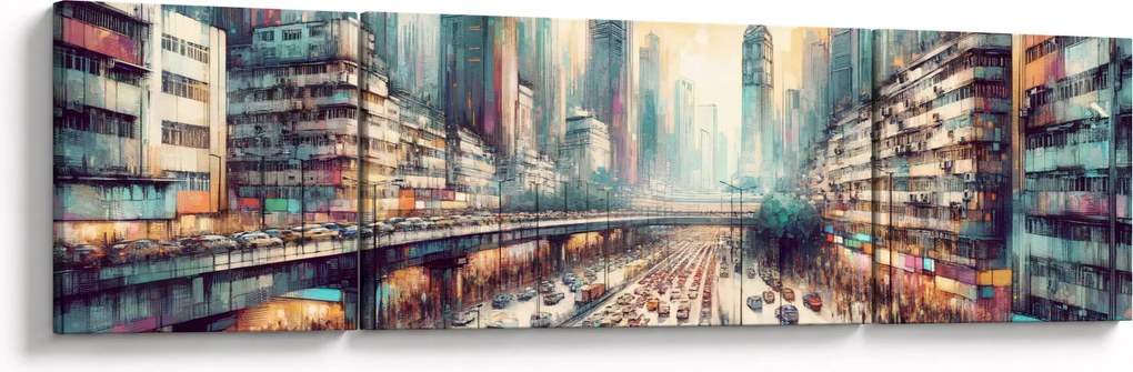 Obraz - Życie w wielkim mieście (170x50 cm)