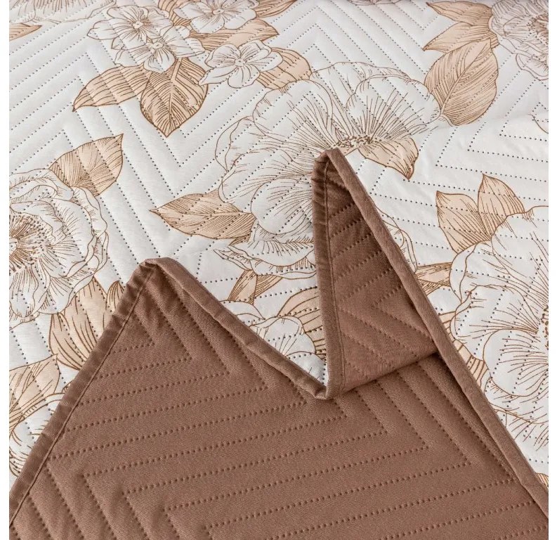 Narzuta na łóżko PETALIS kremowy / brązowy Rozmiar: 220 x 240 cm