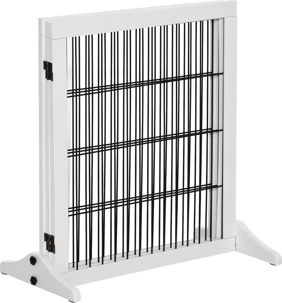 PawHut Barierka Ochronna dla Psów Drewniana Bramka Biała Sosnowa 185x36x71cm | Aosom PL