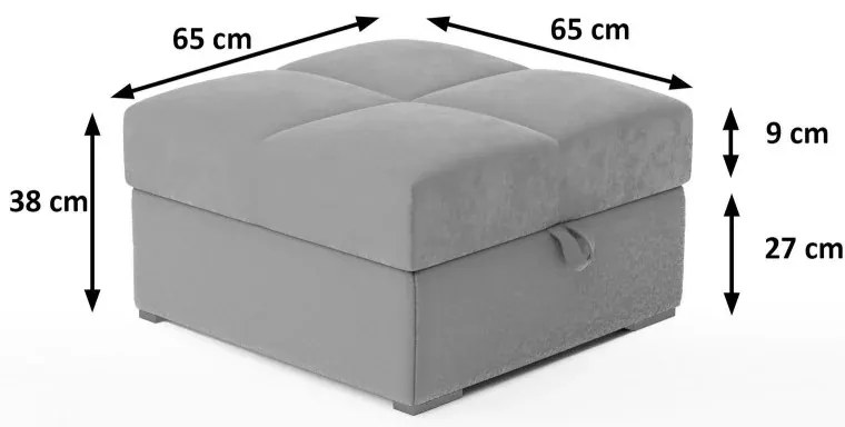 Musztardowy taboret ZENOVA z miejscem do przechowywania 65x65 cm