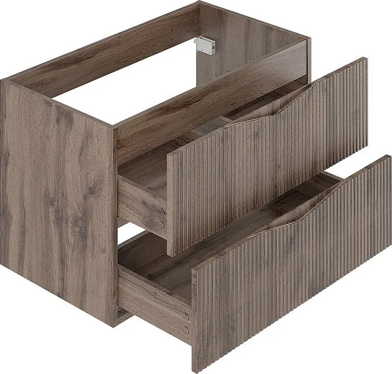 Szafka pod Umywalkę 80cm 2 Szuflady Ryflowane Fronty Dąb Wotan Cleo