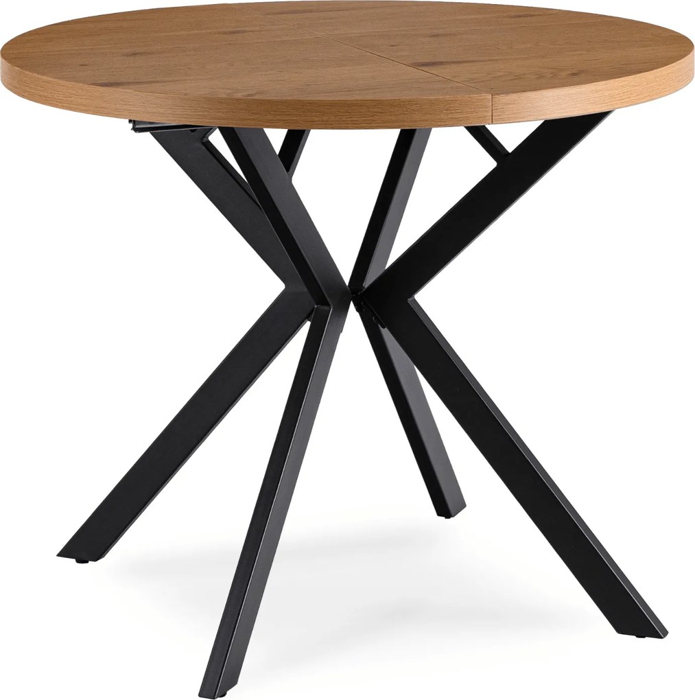 Stół Okrągły Rozkładany DORIAN 80-160 cm Dąb Złoty/Czarny Nowoczesny