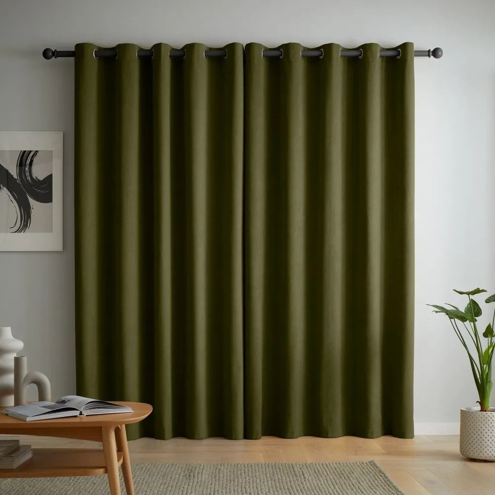 Zasłony zaciemniające w kolorze khaki zestaw 2 szt. 117x137 cm Wilson – Catherine Lansfield
