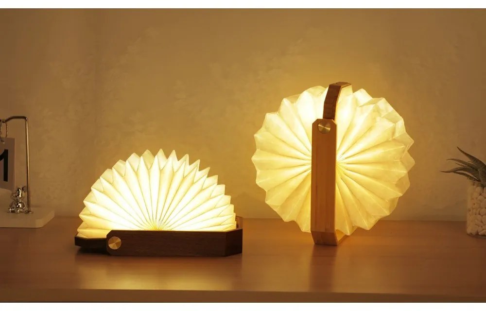 Biała/w ciemnym naturalnym kolorze lampa stołowa LED (wysokość 4 cm) Origami – Gingko