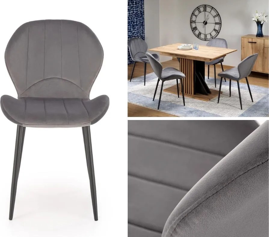 Krzesło do jadalni z pionowymi przeszyciami K538 Halmar