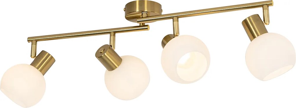 Inteligentny reflektor sufitowy złoty z opalowym szkłem, 4-punktowy, regulowany, z 4 żarówkami Wifi P45 - Anouk